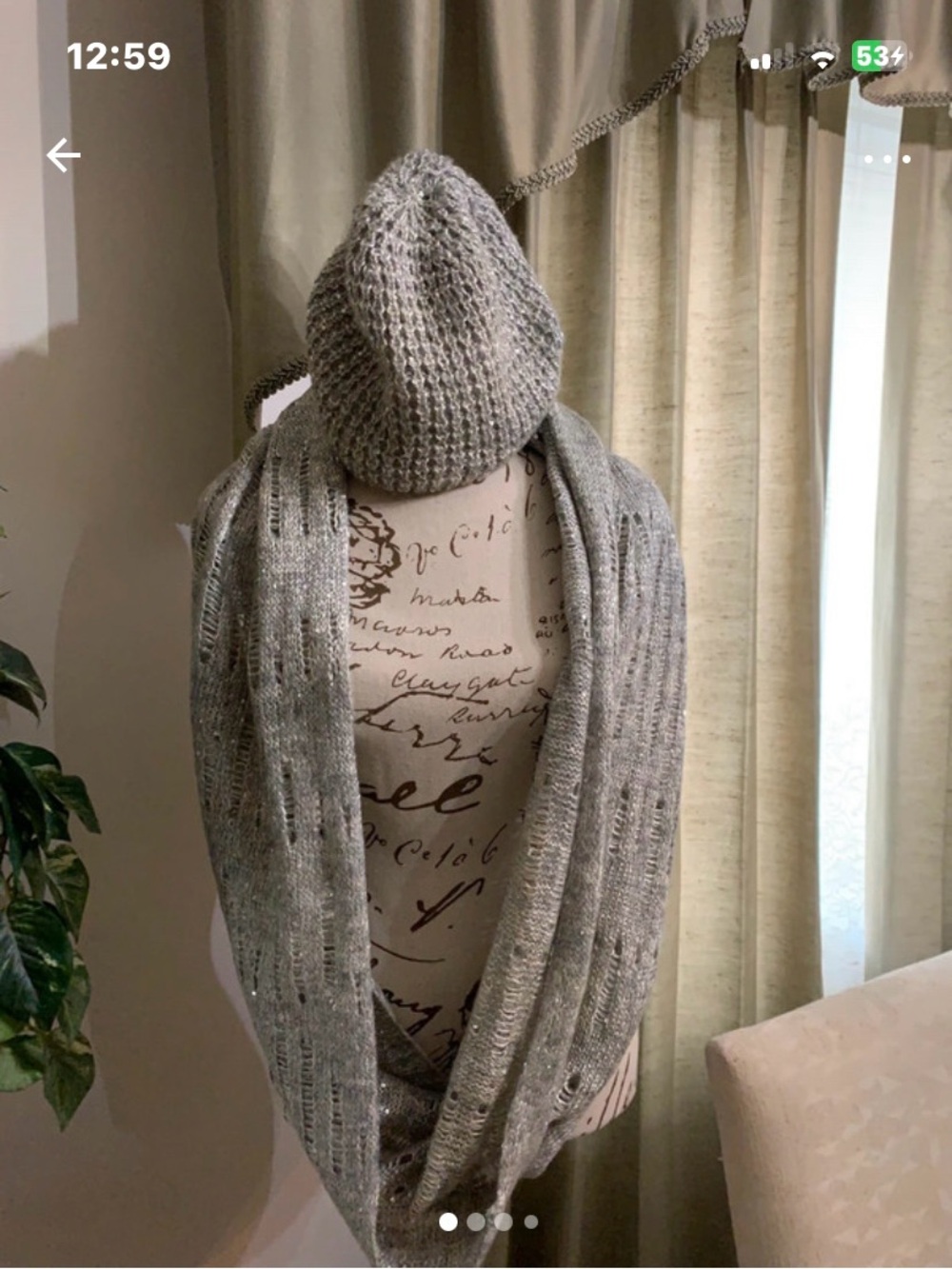 Express Light Gray Knit Infinity Scarf and Beanie Set